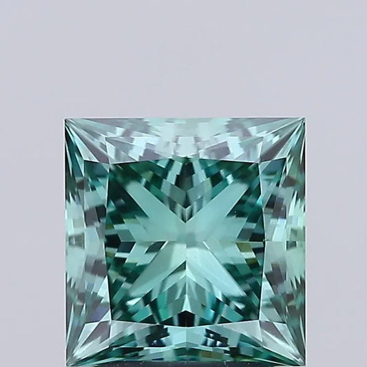 2.55ct Princess Lab Grown Diamond (Colour Fancy Vivid Green, Clarity VS1, IGI Certified)